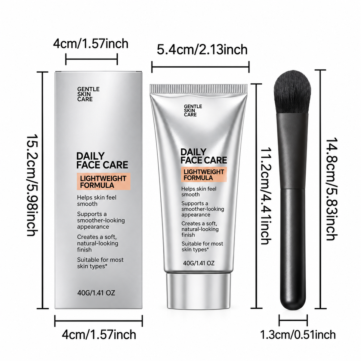 Facial Moisturizing Care Cream with Soft Application Brush