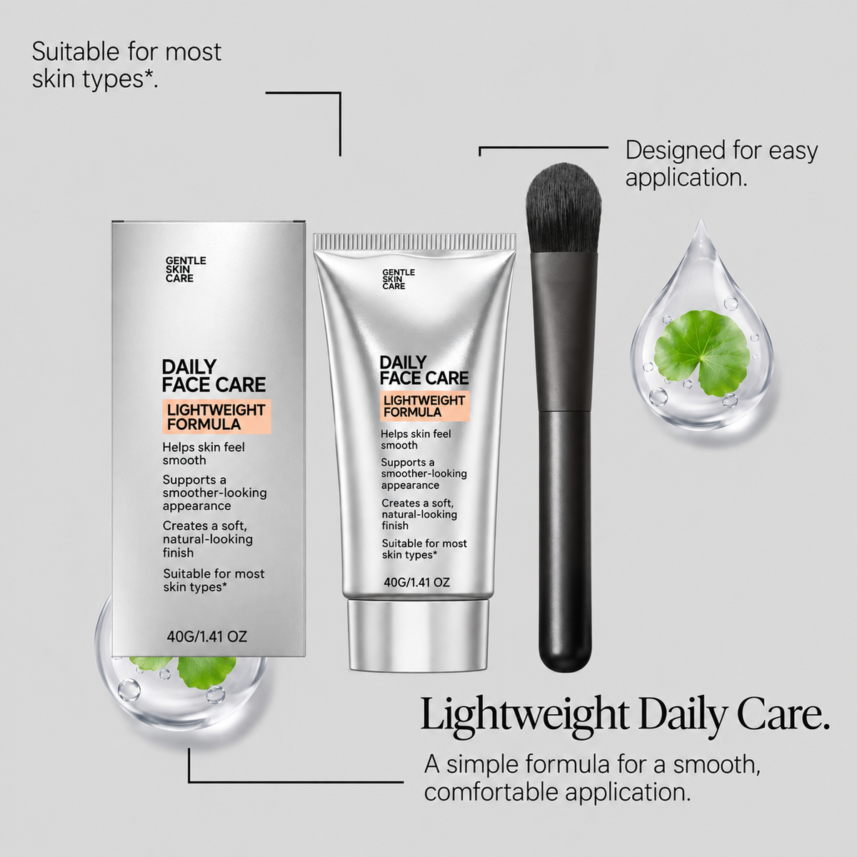 Facial Moisturizing Care Cream with Soft Application Brush