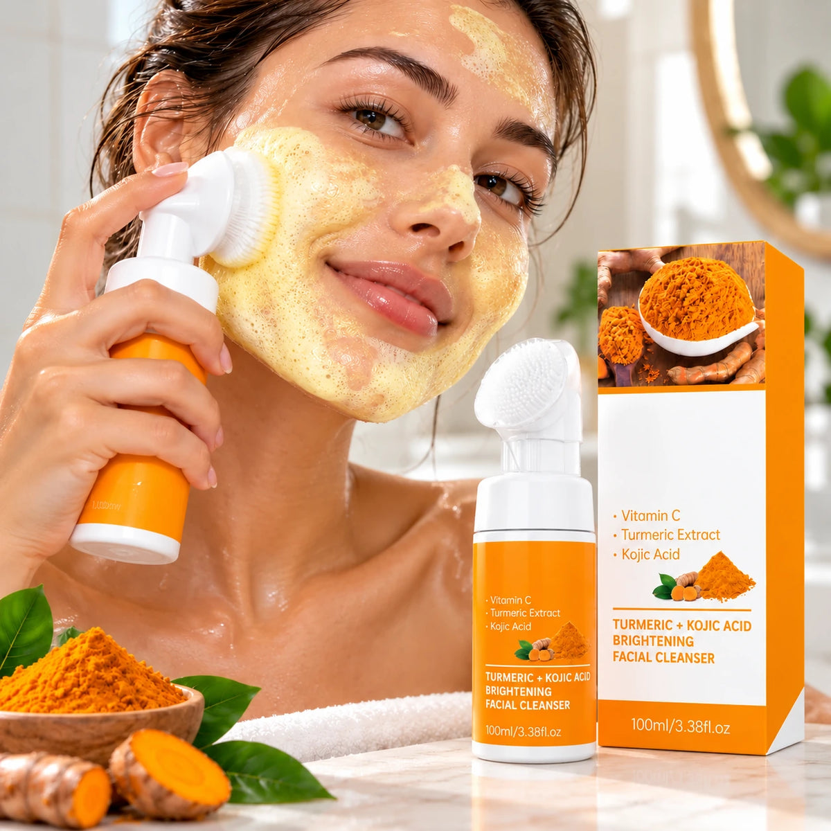 Turmeric Facial Cleansing Mousse – Foaming Face Wash for Daily Cleansing & Hydration